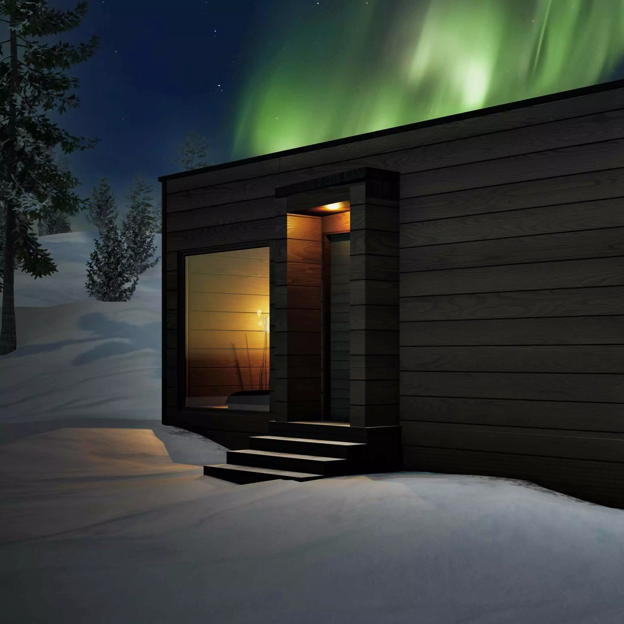 Aurora Hill Resort, Suite Aurora Plus sotto le Luci del Nord. Rovaniemi Lapponia