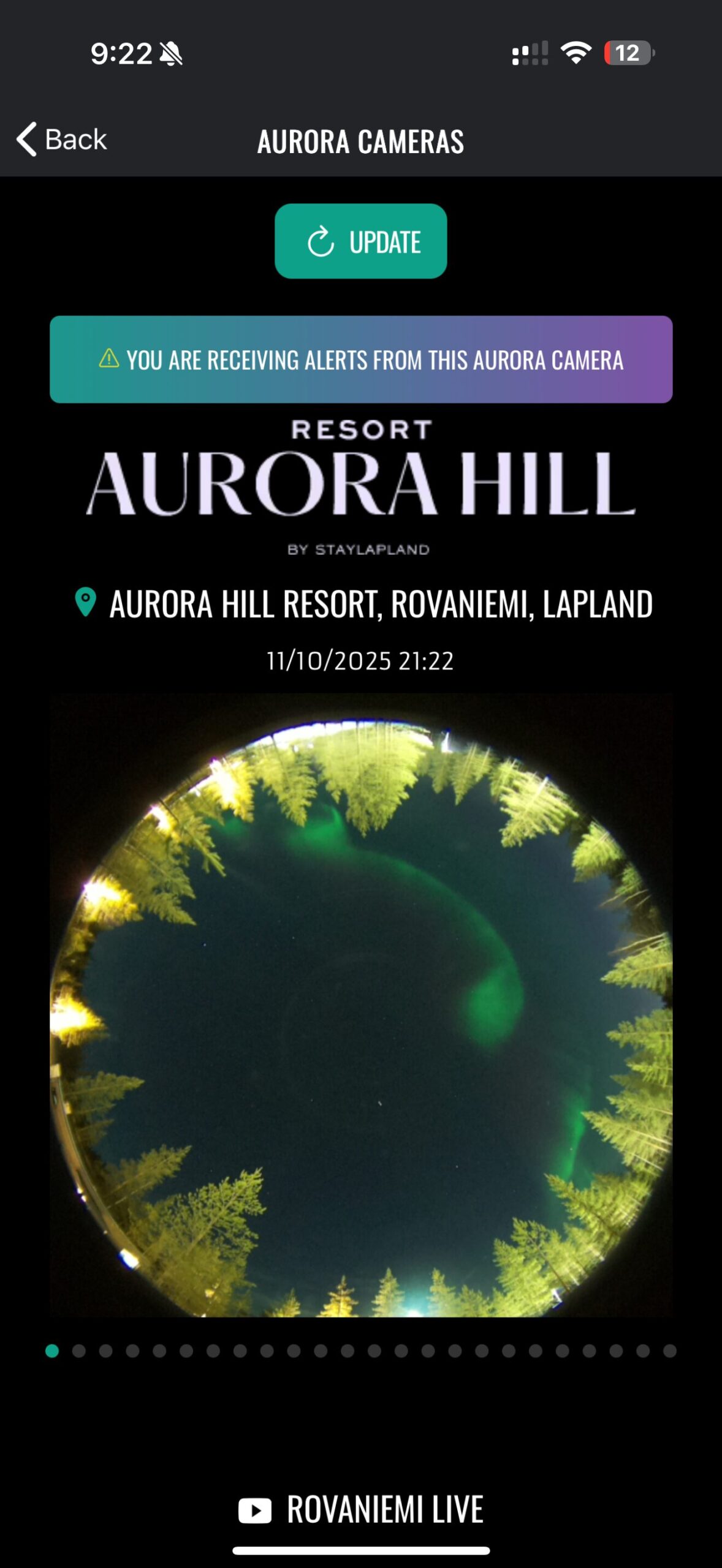 Aurora Hill Resort Northern Lights Alert App