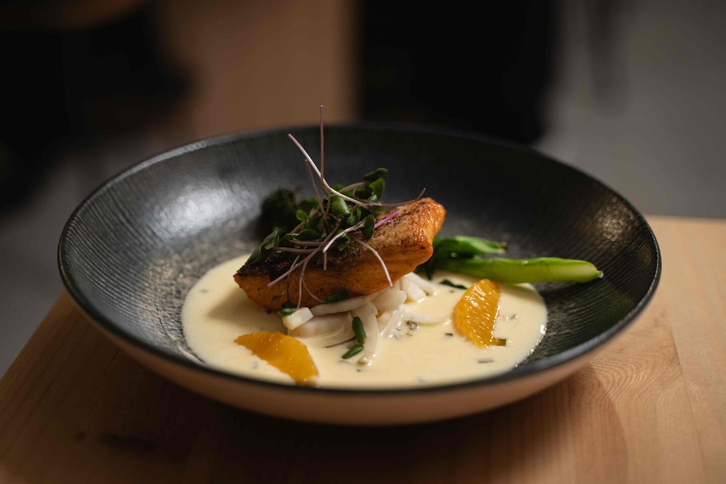 Leima Kitchen & Bar Pan Fried salmon