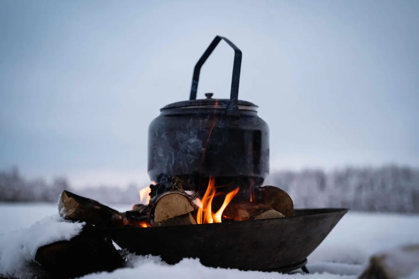 StayLapland Ice Fishing With Reindeer tour coffee time
