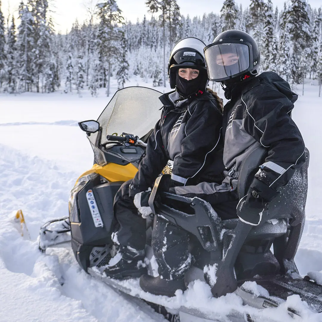 Staylapland Snowmobile ride in Kuoksa wilderness park, rovaniemi, Lapland, Finland. Snowmobile tour, snowmobile activity, snowmobile safari.