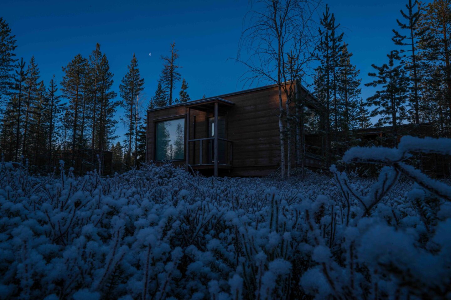 Aurora Hill Resort Cabin at night